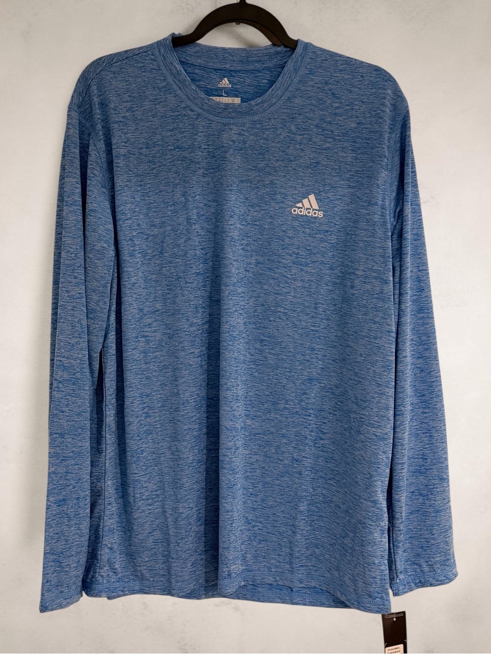adidas Men's Long Sleeve Heather Blue Performance Shirt
